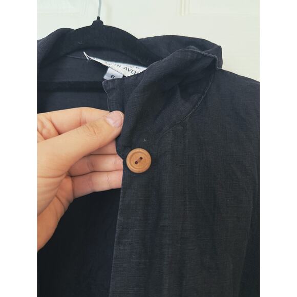 Yves Cossette Saks Fifth Ave Black Linen Button Up Top S Quiet Luxury Capsule - Picture 7 of 8